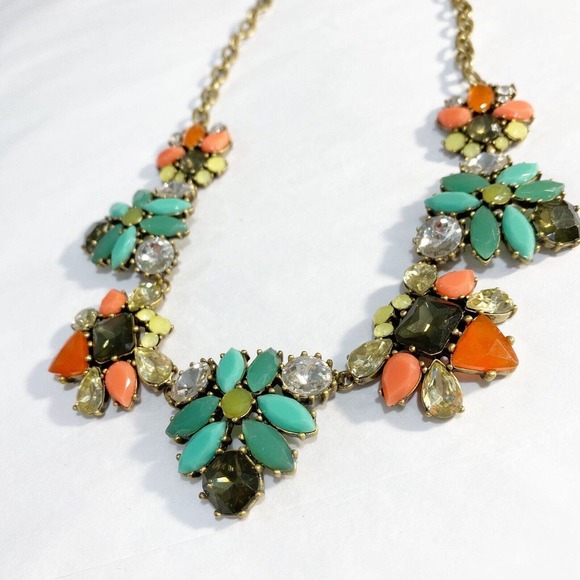 Stella & Dot Elodie Necklace Multicolor Coral Orange Blue Green Boho Festival - Picture 4 of 8